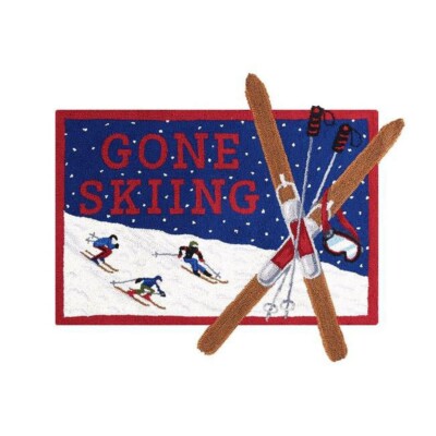Peking Handicraft Gone Skiing Hook Rug New Wool  30 x 36 in Christmas Winter