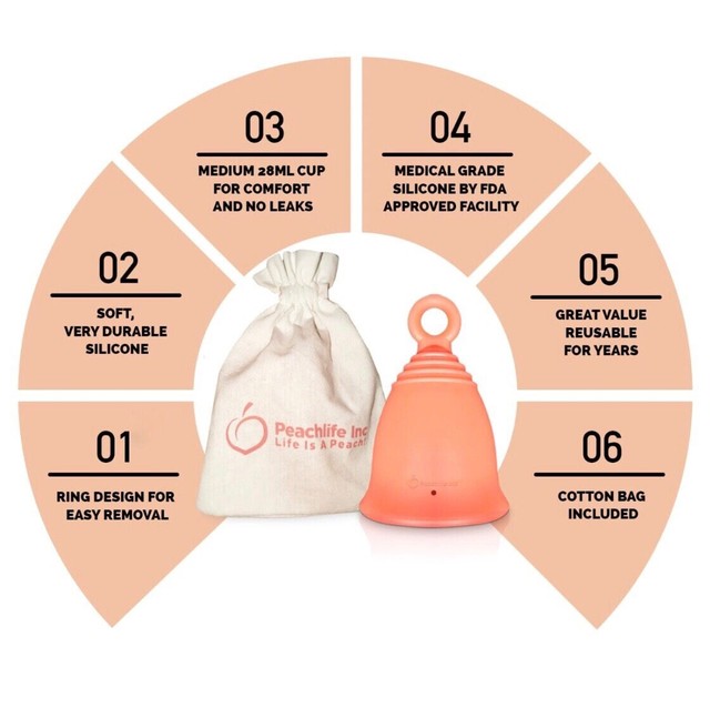Peachlife FDA Menstrual Period Cup w Ring Easy Removal No Spill No Tampon or Pad eBay