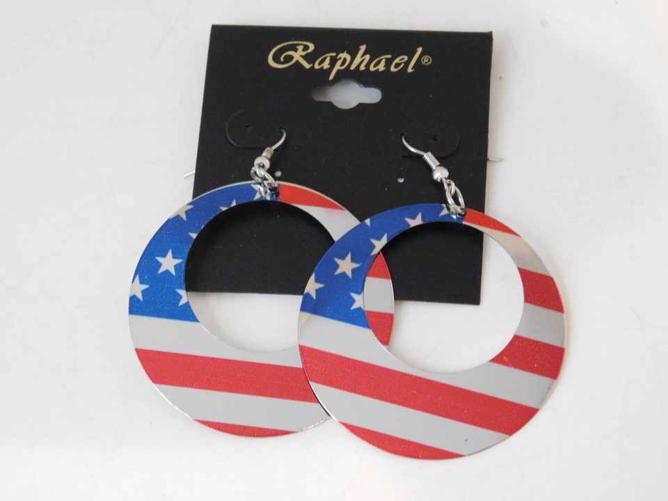 4th Of July Earrings For Women - Red White Blue Vintage Patriotic Dangle Earrings