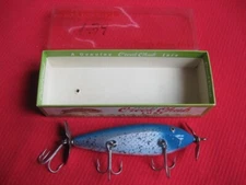 RARE! Vintage CREEK CHUB Injured Minnow Blue Flash #1534 Fishing Lure w/Box!