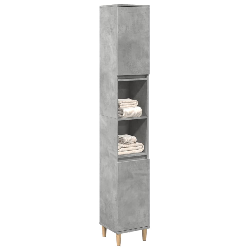 vidaXL Armadietto Bagno Grigio Cemento 30x30x190 cm Legno Multistrato