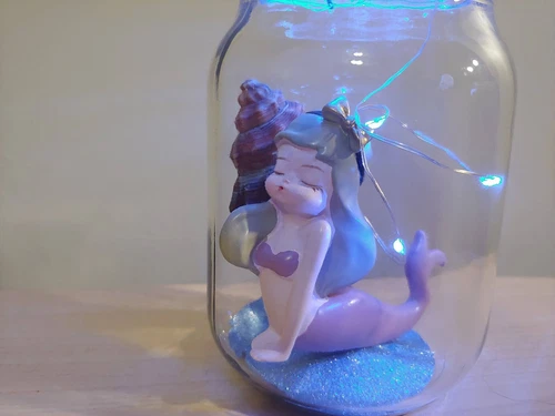 Handmade Mermaid/Sea Creatures Night Light Jar