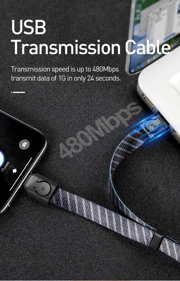480Mbps Lanyard USB Data Cable Portable Fast Phone Charge for iPhone 2.4A - Image 4 of 4