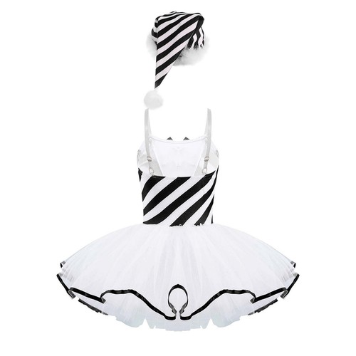Kids Girls Leotard Striped Dress Gymnastics Christmas Set Patchwork Dancewear - Picture 19 of 46