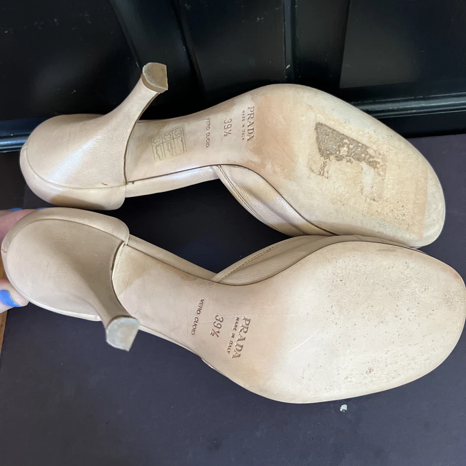 Prada Valarie Donna Old Baby Pesco 39.5 Tacones Rosa Foto 3 de 4