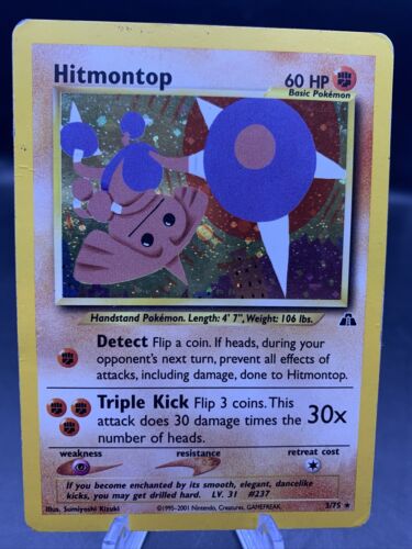 HITMONTOP - 2001 Tarjeta de Pokémon Neo Discovery 3/75 Holo Rara De Colección WoTC - MP - Imagen 1 de 9