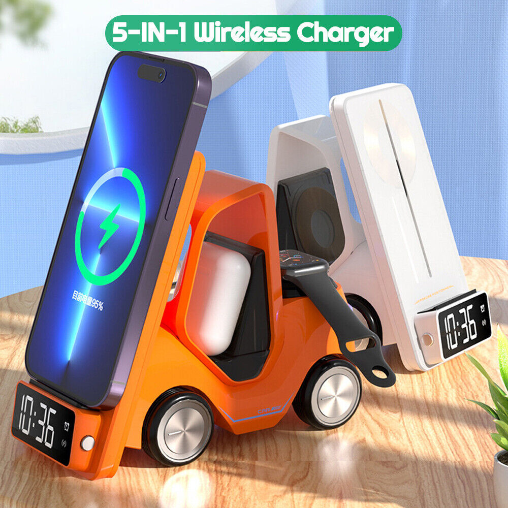 Wireless Charger Stand Alarm Clock Charging Dock Station For iPhone Apple Watch-image