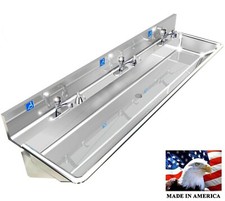 ADA HAND SINK 3 STATION 72" MADE IN AMERICA VANDAL RESISTANT METERING FAUCET