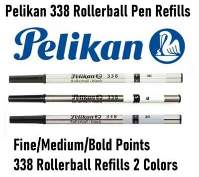 Pelikan 338 Rollerball Pen Refill, Choose Point Size & Ink Color