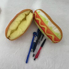Realistic Hot Dog Pencil Case - Jumbo Size Zipper Pouch for School Art Supplies