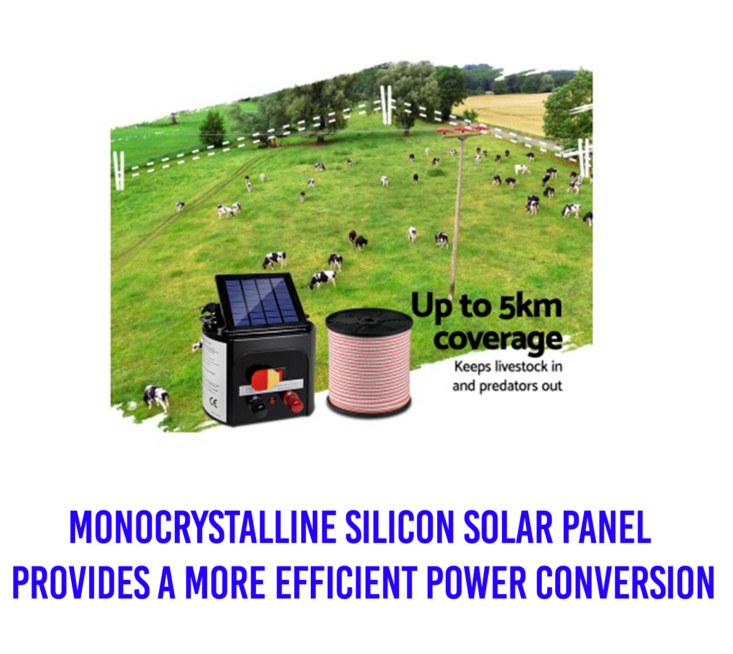 Solar Power Electric Fence Charger Kit Farm Fencing Tape 25pcs