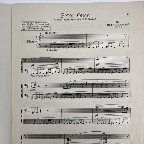 Partituras vintage 1959 Peter Gunn con tema de TV de Henry Mancini - Imagen 3 de 4