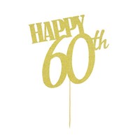 Torten Kuchen Muffin Topper Aufsatz Happy 60Th Geburtstag JubiläUm Deko - Gold