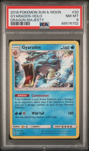 2018 Pokemon Sun & Moon Dragon Majesty 20 Gyarados Holo - PSA 8