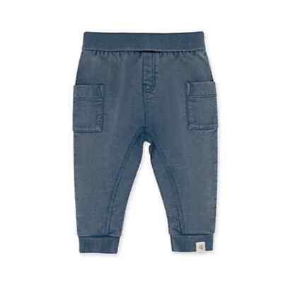 Burt's Bees Baby Boys' Organic Cotton French Terry Acid Wash Pants Blue 12M NWT