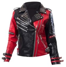 Harley Quinn Heartless Asylum Biker Black & Red Leather Jacket