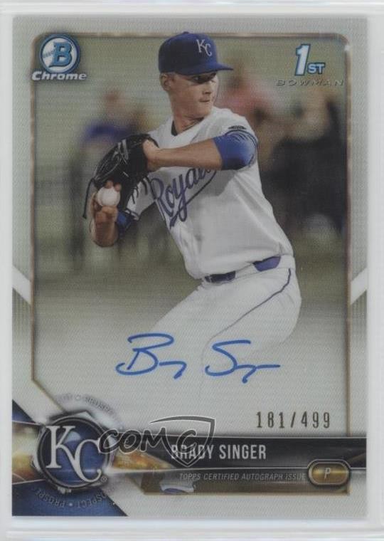 2018 Bowman Draft Chrome Pick Refractor 181/499 Brady Singer #CDA-BS Auto 1kk