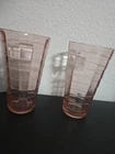 Anchor Hocking Tall Beverage Pink Depression Glass Block  Optic Illusion