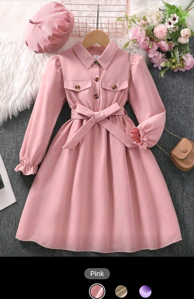 Kids Girls Spring Autumn Long Sleeve Button Dress+Hat Casual Elegant Clothing
Opens in a new window