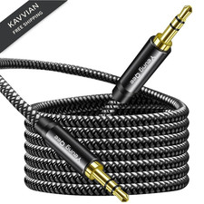 Aux Cord 10ft, 3.5mm Cable - Nylon Braided Audio 10 ft 3 m , black