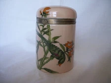 Vintage The Parrots Tall Cylinder Trinket Box Vanity Jar The Haldon Group Japan