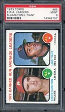  1973 Topps Steve Carlton Luis Tiant ERA Leaders PSA 9