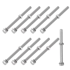10Sets M8x110mm Stainless Fully Threaded Bolts Hex Set Screws +Full Nuts Washers