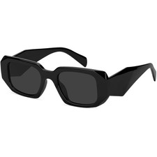 Trendy Rectangle Sunglasses for Women Men Square Retro Hexagon Glasses