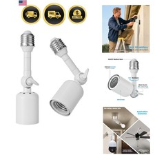 2-Pack Heavy Duty Light Socket Extender, 360 Adjustable E26/E27 Extension Ad...