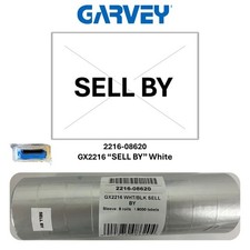 Genuine Garvey GX2216 White "SELL BY" Labels, 9 Rolls 9,000 Labels 2216-08620