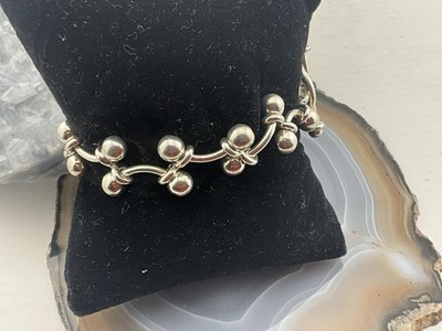 Silpada 925 Sterling Silver Bar Bead Vine Link DNA Bracelet Toggle