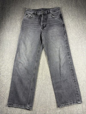 Massimo Dutti Woman's Jeans Size 8 Black Distressed Wide Leg Cotton Y2K VTG