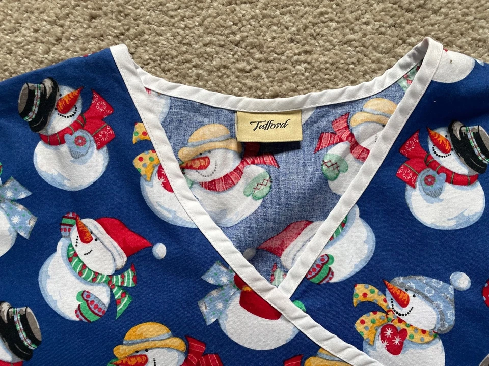 Blusa Médica Tafford Mujer Navidad Invierno Muñeco de Nieve Azul Multicolor Foto 4 de 4
