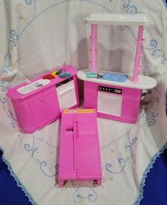 Vintage 1990 Barbie Kitchen Set 7472 Sink Dishwasher Stove Fridge  Extras