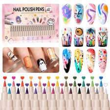 24 Colors Nail Art Pens Set, Professional Nail Polish Markers with Fine Tip &...