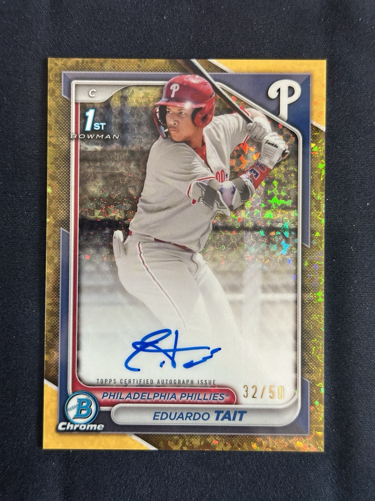 2024 Bowman Chrome Eduardo Tait Gold 1st Bowman Mini-Diamond Refractor Auto /50