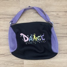 black and purple mesh dance bag