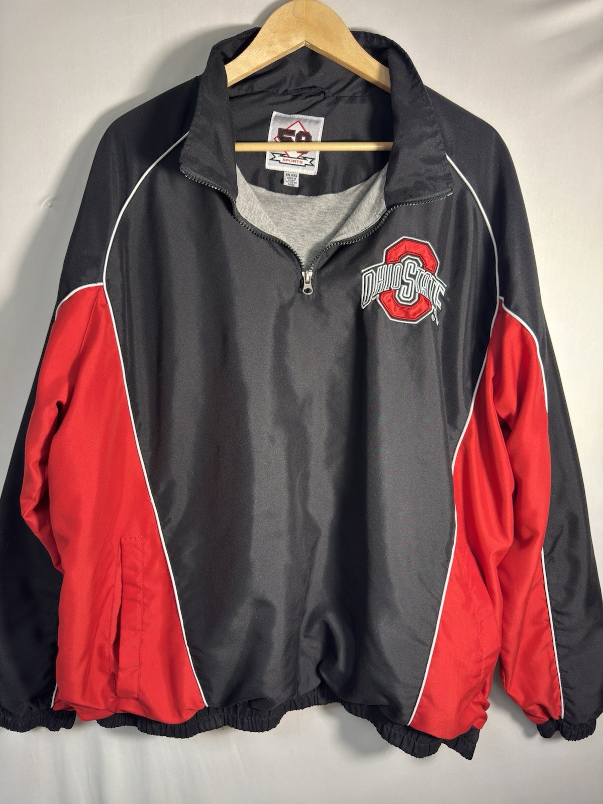 Ohio State Buckeyes Pullover Windbreaker Jacket Black Red Mens XXL 58 Sports
