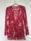 Victoria’s Secret Pink Flower Chiffon Self tie Open Front Short RobeCover Up M/L — photo 1