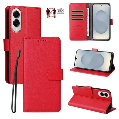 Leder Case mit 3 Karten Wallet und RFID Block für Galaxy S25 Edge 5G