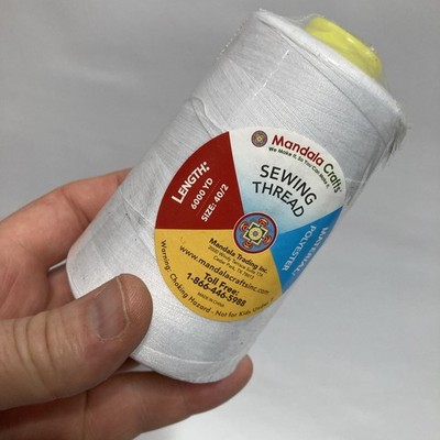Mandala Crafts White Polyester Sewing Thread Roll Size:40 S/2 6000 Yards
