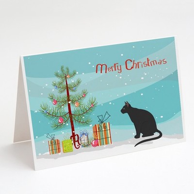 Caroline's Treasures Ojos Azules Cat Merry Christmas Greeting Cards Pack of 8