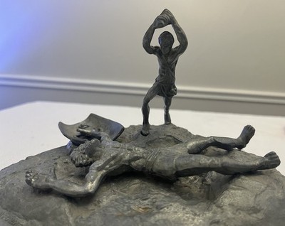 Yaacov Heller David & Goliath Metal Sculpture Sign Isaiah 54:17 Limited Edition