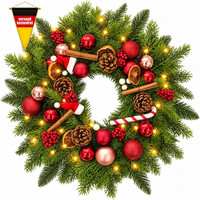 Weihnachtskranz 40Cm Mit Beleuchtung, 30 LED TüRkranz Weihnachten Mit Timer