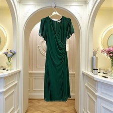 NWT Reformation Breanna Midi Dress Gathered Waist Side Slit Green Holiday Sz 0