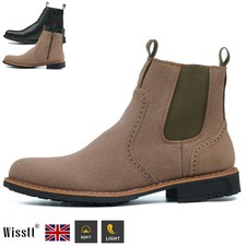 Men's Leather Ankle Boots Outdoor Casual Fashion Chelsea High Cut Trendy Wear