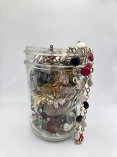 Mixed Lot Fashion Costume Jewelry Glass Jar 50+ Pcs Necklaces Bracelets Rings