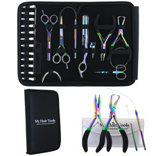 All-in-1 Hair Extension Tools Kit Rainbow Micro Beads Hair Pliers  Scissors Set