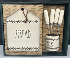 NEW Rae Dunn SPREAD & PICK Cheese Board and Pick Gift Set 