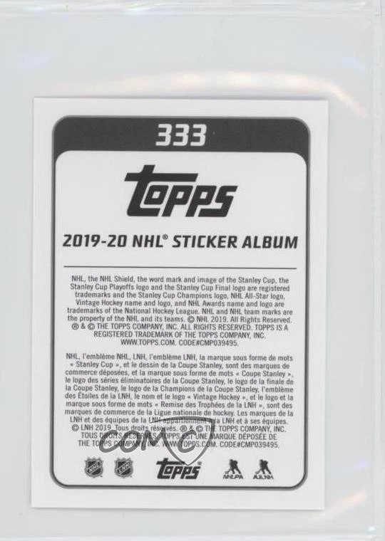 2019-20 Topps NHL Stickers Brady Skjei #333 - Image 2 of 2